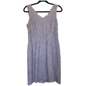 ANTONIO MELANI Lilac Lace Sheath Dress Purple Leaves Size 6